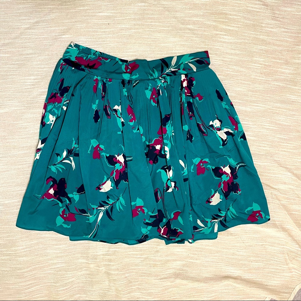 Merona | Teal floral print skirt with pockets